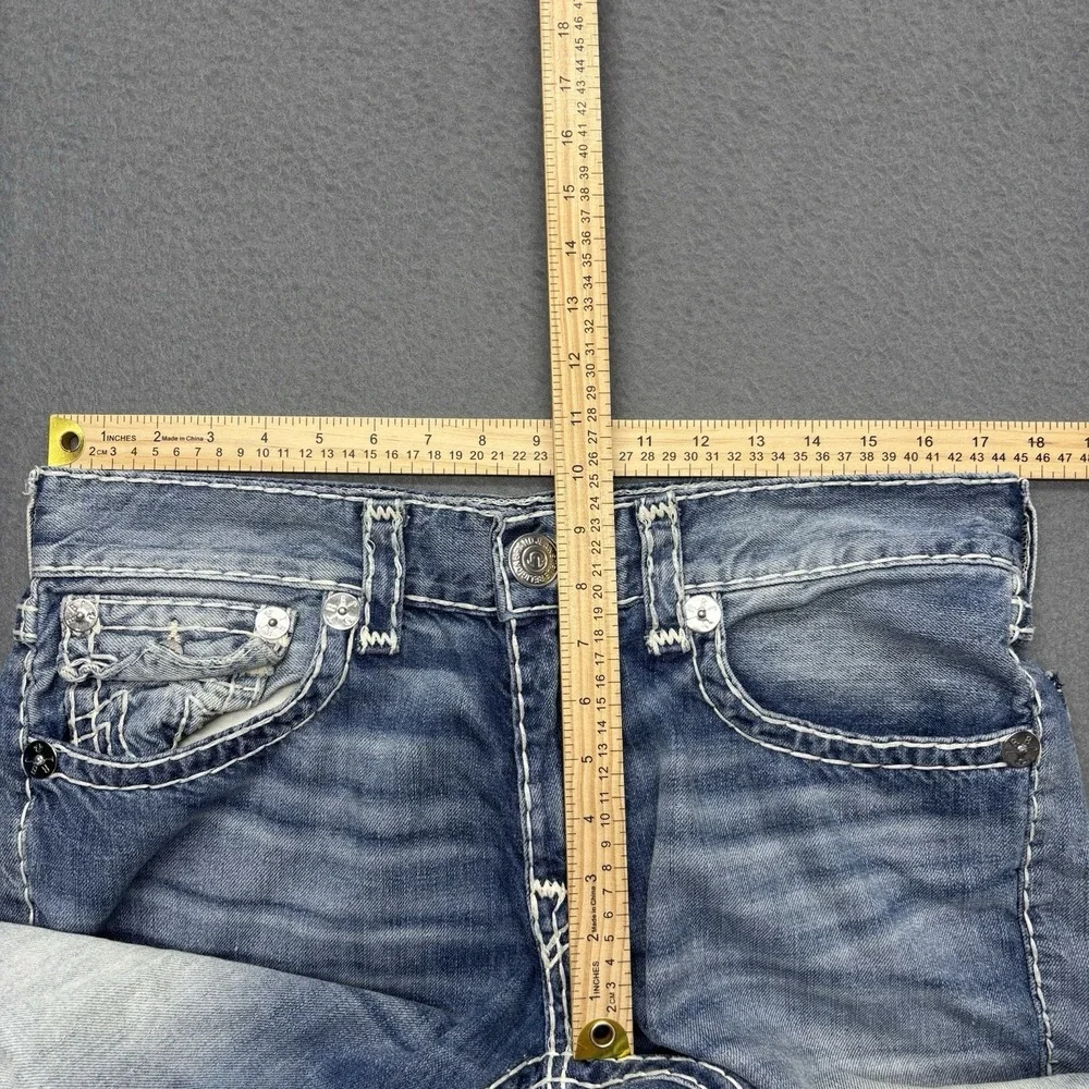 True Religion Jeans Mens 33 Super T Natural Flap Thick Stitch Made In Mexico